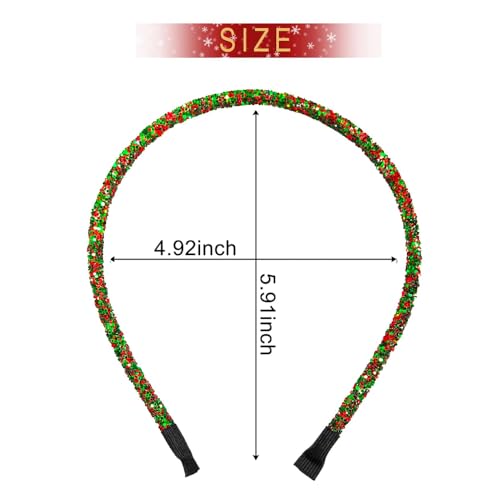 1Pcs Christmas Headband Glitter Hair Hoop Red Green Sequins Christmas Hair Accessories for Women Festive Cosplay Costume Parties Headdress Princess Birthday Holiday Hair Supplies Gift