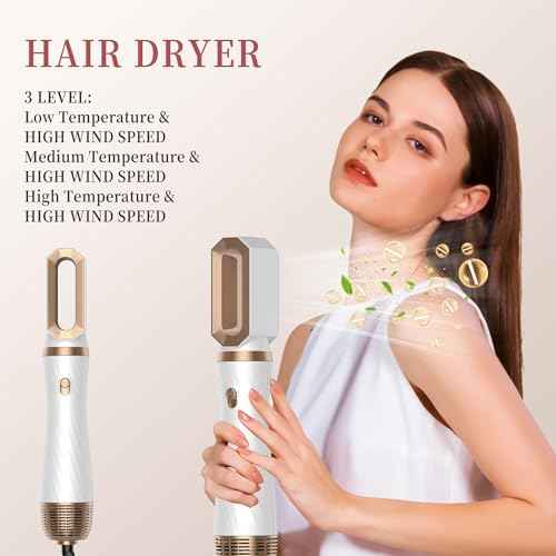 6 in 1 Hair Dryer Brush, Upgrade Detachable Blow Dryer Air Styler Wrap Curler, Hot Air Brush Curly Twist Curling Iron, Negative Ion Blow Dryer Hot Styler, Travel Hair Styling Tool