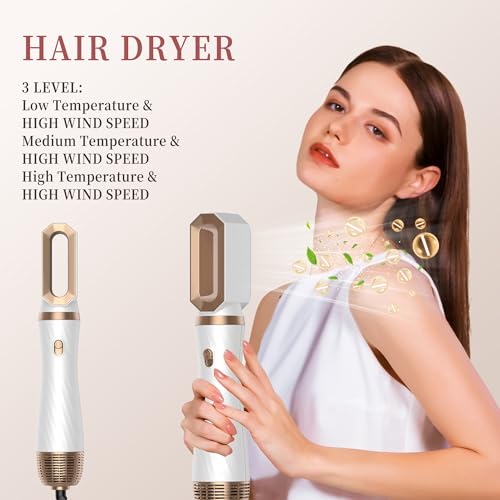 6 in 1 Hair Dryer Brush, Upgrade Detachable Blow Dryer Brush Air Styler Wrap Air Curler, Curly Twist Hot Curling Iron, Negative Ion Blow Dryer Hot Styler, Travel Hair Styling Tool