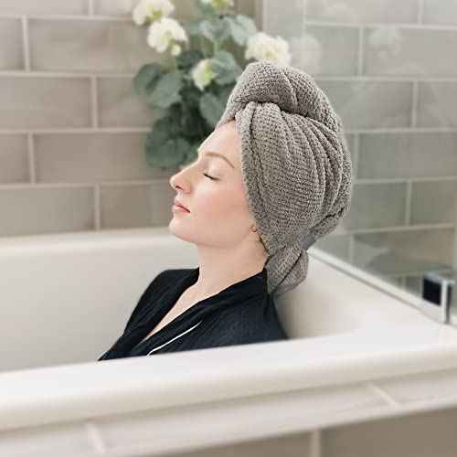 2 Packs Large Microfiber Hair Towels for Women, Super Absorbent & Quick Dry Hair Towel Wrap for Curly Hair Long & Short Hair- Anti-Frizz Hair Turbans for Wet Hair - 27.5''*39.4''