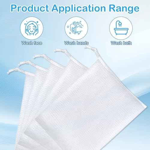 40pcs Mesh Soap Bags for Soap Bars, Exfoliating Bubble Mesh Net Bars with Drawstring for Shower Face Cleansing