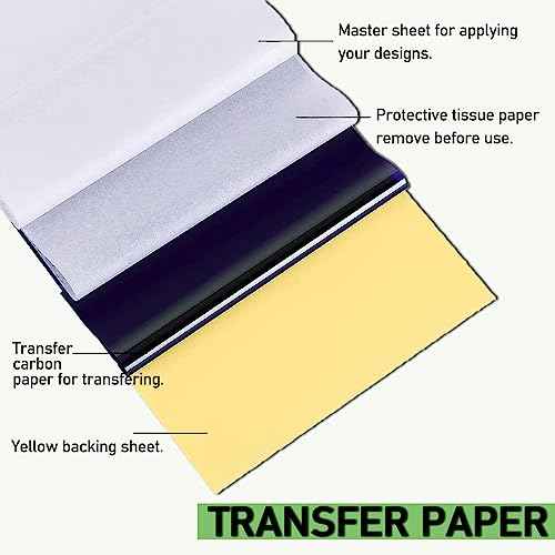 40Pcs Tattoo Skin Practice Kit Includes Fake Skin 10Pcs 8¡¿6in and Tattoo Stencil Transfer Paper 30Pcs A4 Size 4 Layers Supplies