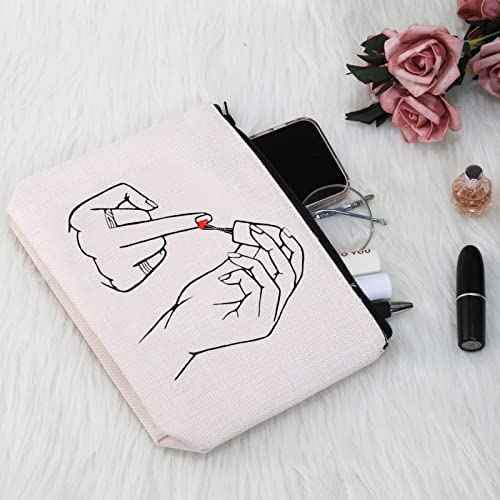 G2TUP Feminist Gift Women Empowerment Gift Strong Woman Cosmetic Bag Female Empowerment Gift Travel Bag with Zipper (Finger White Bag)