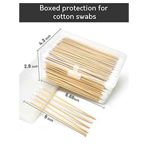 500 PCS 6-Inch Precision Gun Cleaning Swabs with Storage Case - Lint-Free Bamboo-Handle Long Cotton Swabs for Gun Cleaning, Makeup & Electronics