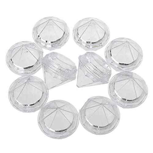 50 PCS 5 Gram Diamond shaped Clear Jars Empty Refillable Cosmetic Sample Jars Makeup Plastic Jar with Lid Cosmetic Trial Case Compact Storage Box for Lotion Creams Eyeshadow Nails Powder