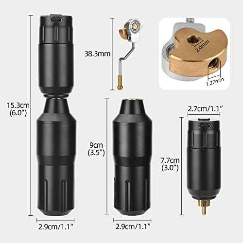 ATOMUS Tattoo Pen Machine Kit with Tattoo Power Supply 3RL Cartridge Needles 1300mAh RCA Connector Rechargeable Power Supply Tattoo Machine Gun Liner Shader