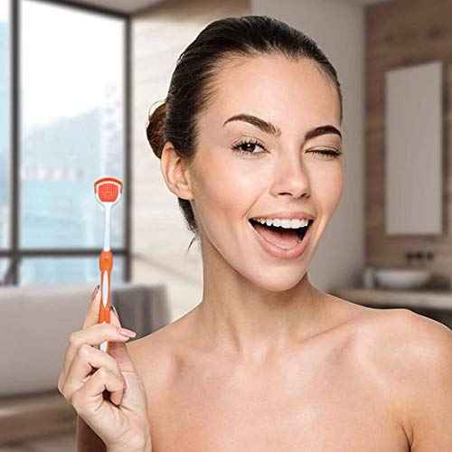 Tongue Brush, Tongue Scraper, Tongue Cleaner, Tongue Scraper Brush, Tongue Cleaner Brush, Tongue Brushes Helps Fight Bad Breath, 3 Tongue Scrapers, 3 Pack (Blue & Orange & Red)