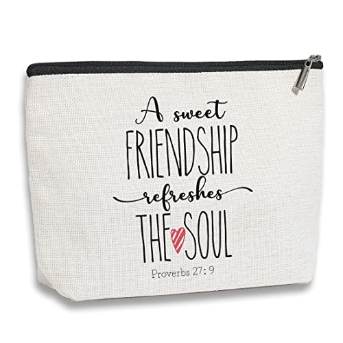 Friendship Gifts for Women, Christian Gifts for Women Friends, Secret Sister Gift for Best Friend Birthday Valentines Day Makeup Bag Cosmetic Bag