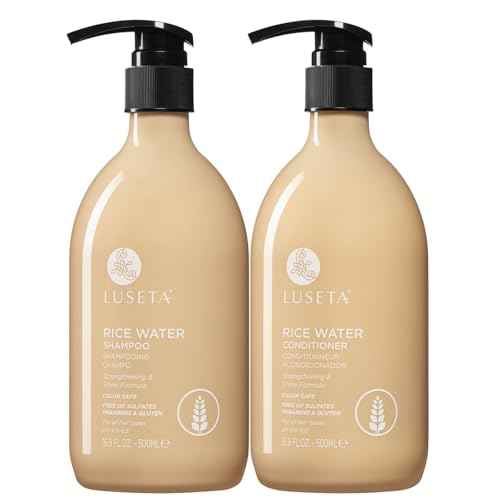 Luseta Rice Water Shampoo and conditioner Set Strengthening & Nourishing Revitalizes Shine for All Hair Types Hydrating & Frizz Control for Women and Men 16.9oz*2