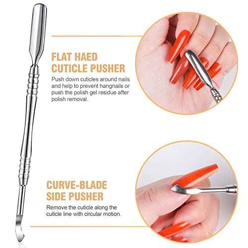 Acrylic Nail Clippers 5 in 1 Kit with Glass Nail File, Cuticle Trimmer Nipper and Cuticle Pusher Nail Gel Polish Remover, Professional Manicure Pedicure Tools for Finger Toe Nails, Silver