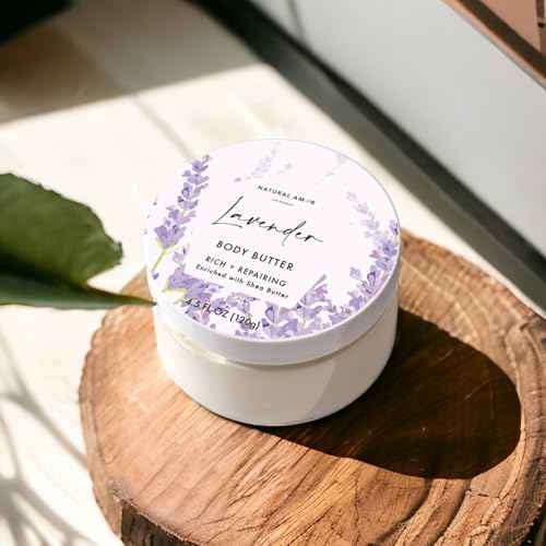Natural Amor Lavender Body Butter 4.5oz, Moisturizing Body Lotion