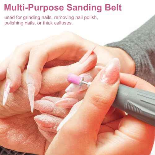 190 Pcs Sanding Bands for Nail Drill, 2 Pcs Nail Drill Bits Set, 80/120/180/240 Grits Nail Sanding Bands for Acrylic Gel Manicures, Pedicures
