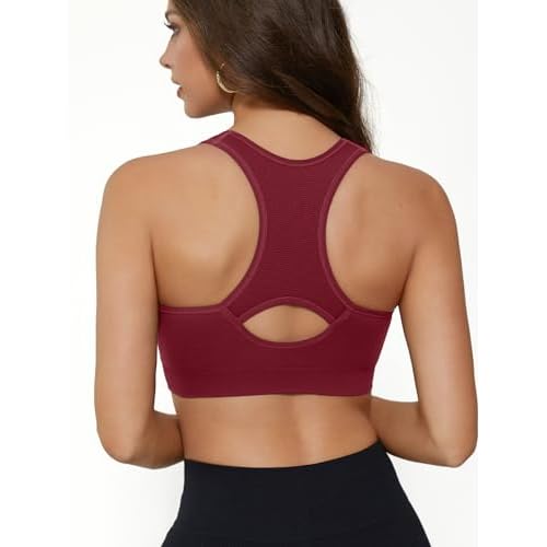 FITTIN Racerback Sports Bras for Women - Padded Seamless Support Bra for Yoga Gym Workout Fitness
