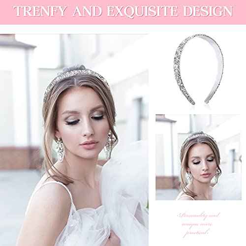Waydress 4 Pieces Rhinestone Headband for women Glitter Sparkly Rhinestone Hairbands Bling Diamond Crystal Headwear for Women Girls Hair Accessories Birthday Wedding Gifts(Simple Color)