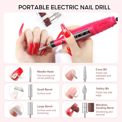 PEACECOLOR 53PC Gel Nail Polish Kit with U V Light and Drill, 35 Colors All Season Gel Polish Set Starter Kits with 5pc Matte Glossy Glitter Base Top Coat Complete Manicure Tools Home Salon Women