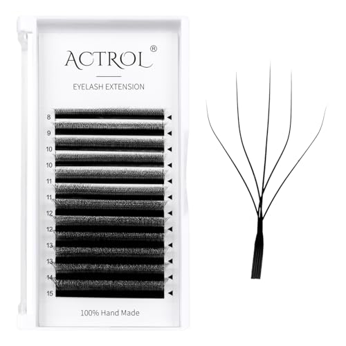 W Lash Extensions 5D Volume 0.07D Curl 8-15mm Mix Easy Fan W-shaped Eyelash Premades Cluster Black YY Lash