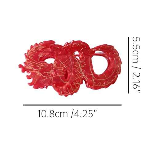 Dragon Hair Clip,Acetate Hair Claw,Small Hair Clips for Women,Red