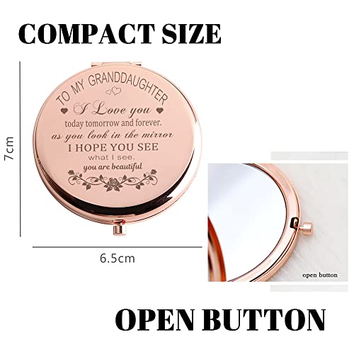 GAOLZIUY Granddaughter Makeup Compact Mirror - Grandma & Grandpa Gift, Birthday Present with Light & Magnification