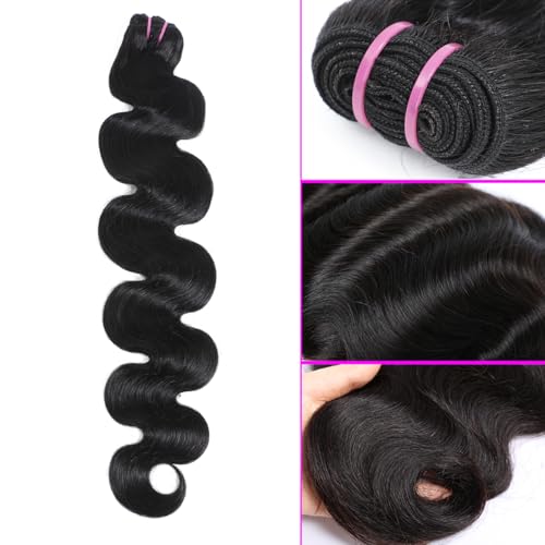 15A Raw Human Hair Bundles Body Wave Human Hair,Triple Lifespan Indian Virgin Hair,No Tangle Shedding,Multiple Washes Keep Texture Silky Soft (1 Bundle Natural Color, 18 Inch)