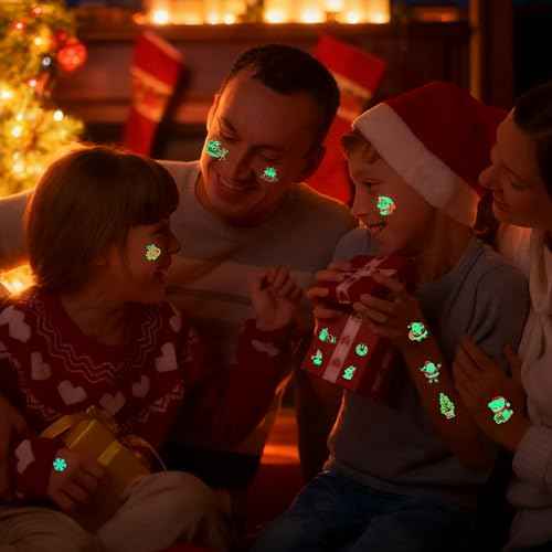 140+PCS Glow Christmas Temporary Tattoos for Kids Stocking Stuffers, Christmas Party Favors for Luminous Bulk Christmas Gifts, Christmas Accessories Kids Party Games Goodie Bag Stuffers