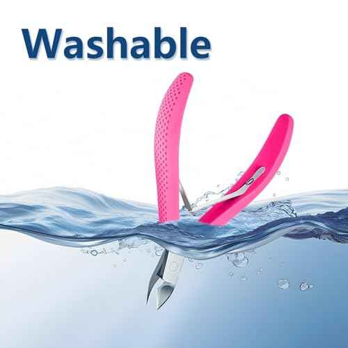 Fine Edge Cuticle Trimmer & Nippers, Scissor, Nail Clippers Silicone Handle Carbon Steel Nail Tools for Precise Removal, Durable Washable Cuticle Cutter & Remover (Rose-Color 1PC)