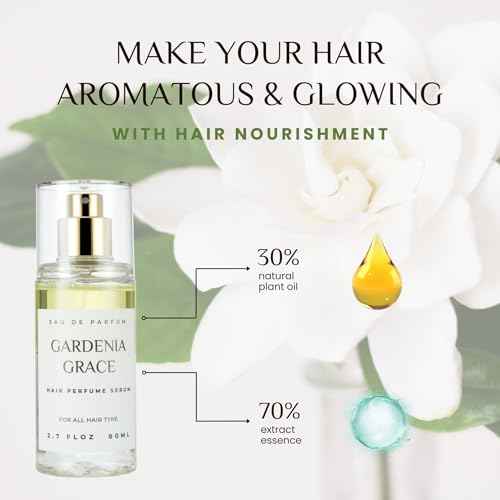 Hair Perfume for Women, Summer Lightweight Long Lasting Fragrance Mist - 3:7 Hydrating Serum Alcohol Free Formula, Argan Oil Scented Hair Spray with Keratin & Elastin (Gardenia Grace) 2.7 fl oz