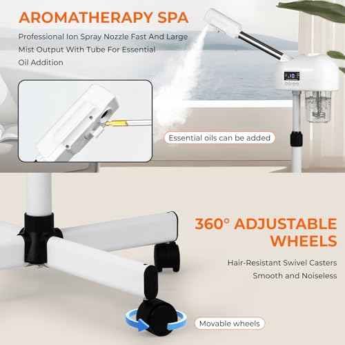 Professional Facial Steamer for Estheticians, Hot Mist & Timer Function, Vaporizador Facial Professional Steamer On Wheels for Home Use & Spa Salon Skin Cleasning