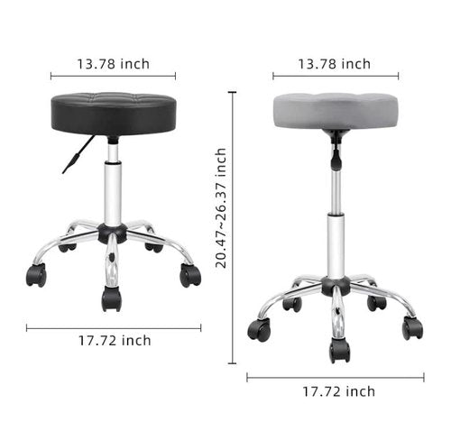 OFFICE FACTOR OfficeFactor Rolling Stool Swivel Chair Pu Leather Height Adjustable Doctor Stool Salon Spa Stools Non Scratch Wheels (Black)