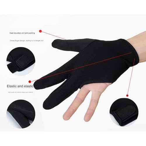 3 Finger Barber Glove Heat Resistant Gloves for Hair Styling 1 Pcs Curling Wand Glove Reusable Hair Dye Glove(black,M)