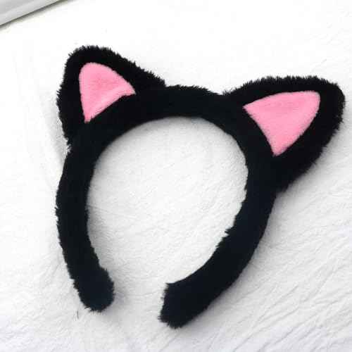 Cat Ears Headband 2-Pack ? Plush Fuzzy Hairbands for Cosplay, Makeup, Yoga, and Photo Props for Adults and Kids