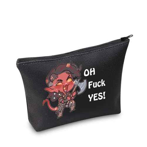 JXGZSO Oh F Yes Karlach Inspired Cosmetic Bag Funny RPG Gamer Gift BG3 Tiefling Makeup Bag (Oh F Yes Karlach Black)