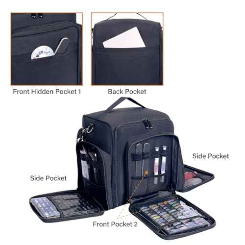 Nail Polish Organizer Case Holds 60 Bottles Portable Travel Storage Box with 2 Detachable Bags, Designed for Women's Nail Tools, Essential Oils and Cosmetics Sets Black