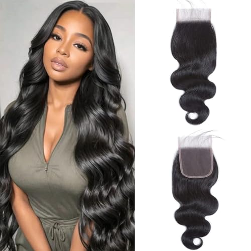 14 Inch 5x5 HD Lace Closure Body Wave Human Hair, Ultra Thin Swiss Lace, Pre Plucked Baby Hair, Natural Hairline Closure Only