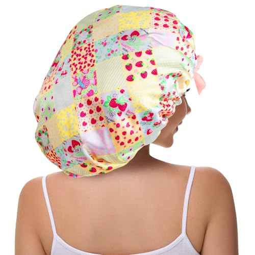 Double Layer Silk Bonnet with Tie Satin Lined Sleep Cap Hair Cover for Women's Curly Natural Hair