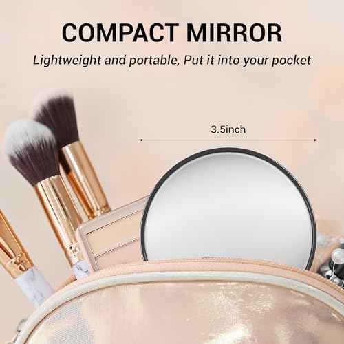 Magnifying Mirror, 10X & 20X & 30X Set, Magnified Mirrors 3.5" with Two Suction Cups, Travel Magnifying Mirror Set Comes with Portable Storage Bag, Compact Small Magnified Mirrors for Travel(Black)