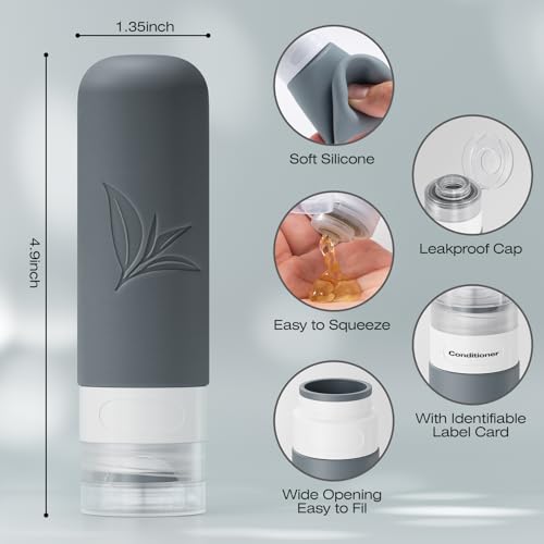 18 Pcs Silicone Bottles Set, Leak-Proof Design, Travel Size, TSA Approved for Toiletries, Portable Containers and Best Gifts for Women