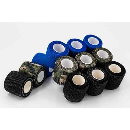 Grip Tape 12Pcs Self-Adhesive Bandage Cohesive Elastic Wrap for Tattoo Pen Machine Accessories