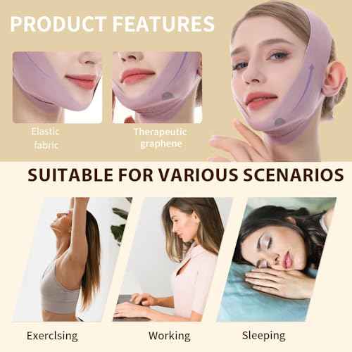 V Line Lifting Mask, Chin Strap for Sleeping, Reusable Double Chin Reducer, Jaw Exerciser, Face Slimming, Sagging Prevention, Medium