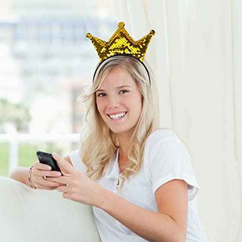 Totelux Crown Headband Sequins Hair Bands Women Girls Hair Accessories for Birthday Party Favors Hair Decoration Supplies