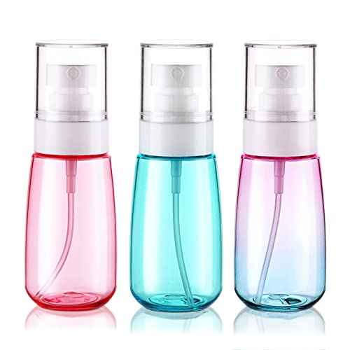 Cosywell Travel Spray Bottle TSA Approved 2oz 60ml 3 Pack Leak Proof Fine Mist Empty Plastic Refillable Spray Bottle for Perfume Essential Oils Toners Rose Water Cosmetics (3color)