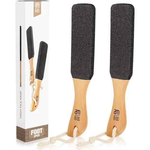 Pumice Stone Foot File (2-Pack), Wooden Handle Foot Scrubber & Callus Remover for Dry, Rough Skin and Corns Pedicure