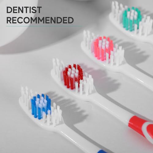 4 Pack Toothbrushes for Adults - Individually Wrapped Medium Bristle Toothbrushes with Covers - Blue - Convenient & Affordable Dental Care for Travel, Hotels, Airbnb, Missions & More