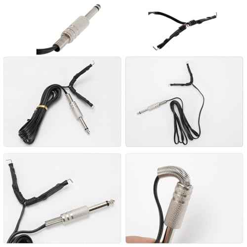 2 Pack Tattoo Clip Cord 1.8M 6FT Hook Power Supply Line Cable Cords Adapter 6.35mm 1/4 Plug Connection For Tattoo Machine Equipment Gun Spare Parts Accessory Transparent + Black