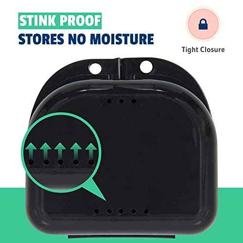 Retainer Case - Pack of 2 - Odorless Mouth Guard Case-Retainer Holder-Ventilated, Durable & Hygienic Night Guard Case for Carrying and Protecting Braces, Partial Dentures & Aligners-3.14 x 3.14 x 1.1