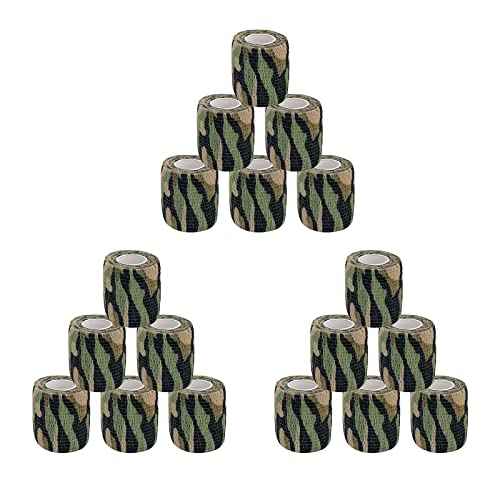 VideoPUP 18pcs Tattoo Grip Tape,Disposable Cohesive Tattoo Grip Cover Elastic Bandage Handle Grip Tube for Tattoo Machine Tattoo Grip Accessories,Wetland Camouflage