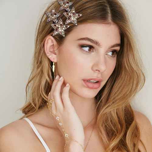16 PCS Star Snap Hair Clips, Y2K Hair Accessories Non-slip Small Snap Hair Clips Fabric Diamond Alligator Hair Pins For Toddler Girls Women Metal Hair Barrettes