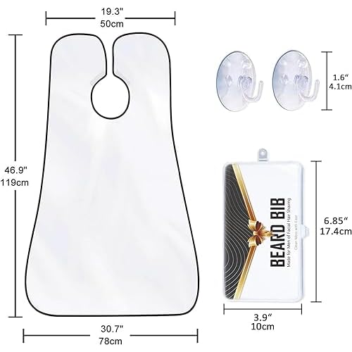 Beard Bib Beard Apron, Beard Hair Catcher for Men Shaving & Trimming Non-Stick Waterproof Beard Cape Grooming Cloth with 3 Suction Cups Birthday Gifts for Men Him Boyfriend