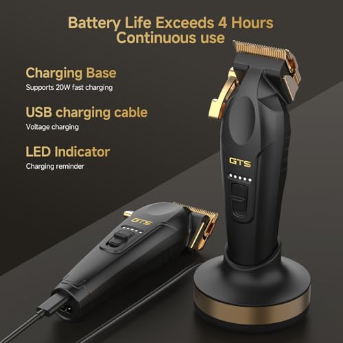 GTSPro Hair Clippers for Men, Beard Trimmer Hair Clippers for Men, Professional Hair T-Blade Trimmer Cordless Rechargeable Edgers Clippers Electric Beard Shaver