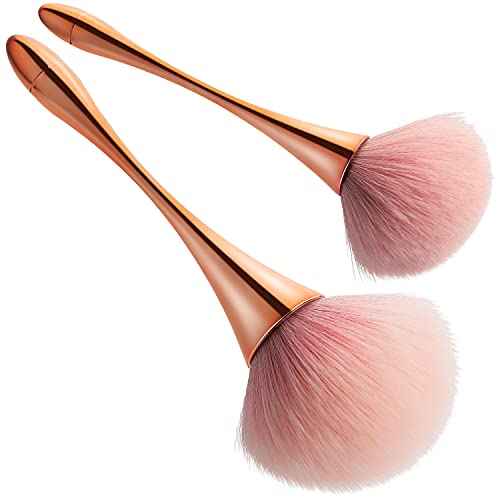 BEATURE 2 Pieces Large Mineral Powder Brushes, Soft Fluffy Makeup Brushes for Foundation, Blush and Highlighter, Professional Makeup Set for Blending, Buffing, Contour Formation (Rose Gold)