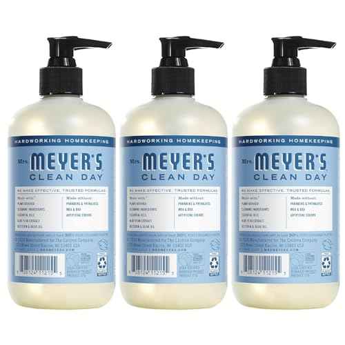 MRS. MEYER'S CLEAN DAY Hand Soap, Made with Essential Oils, Biodegradable Formula, Rain Water, 12.5 fl. oz - Pack of 3